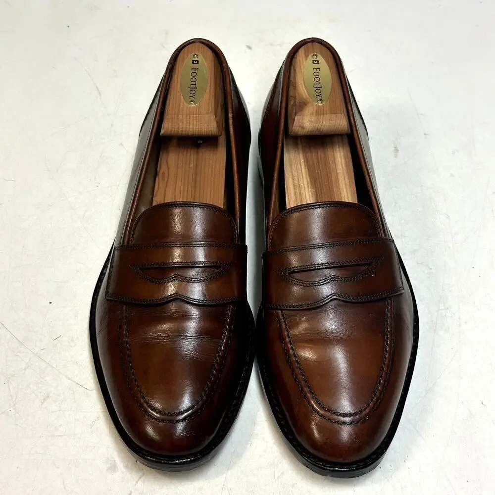 NEW HEELS Polo Ralph Lauren Penny Loafer Cognac Brown Bench Made in Italy 8 D